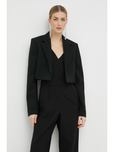 Сако Victoria Beckham в черно без закопчаване с изчистен дизайн