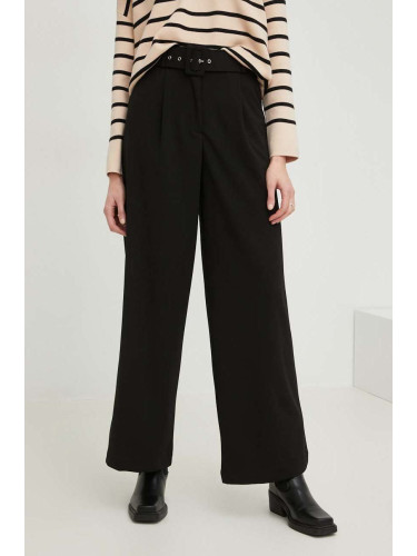 Панталони Answear Lab в черно с широка каройка, с висока талия