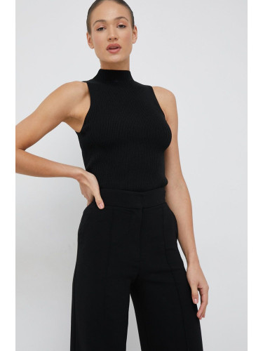 Блуза Calvin Klein дамска в черно с ниско поло