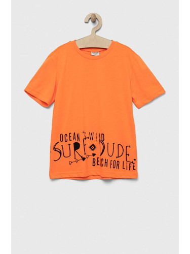 Детска тениска Birba&Trybeyond в оранжево с принт