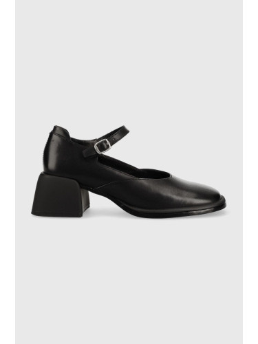 Кожени обувки с дебел ток Vagabond Shoemakers Ansie в черно с висок ток