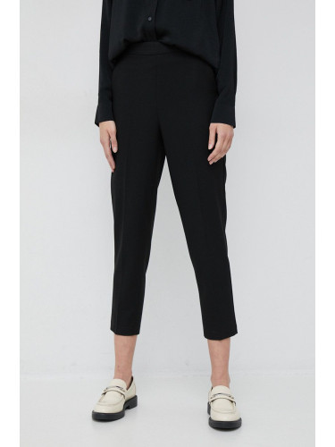 Панталони Sisley в черно с кройка по тялото, с висока талия
