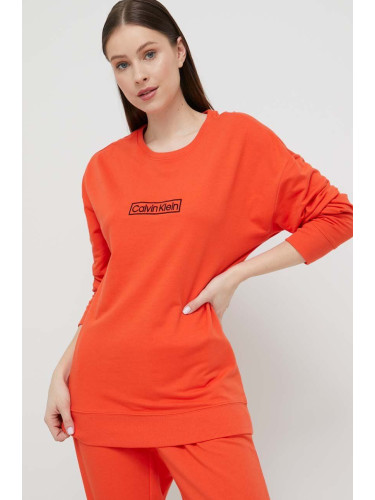 Домашен суичър Calvin Klein Underwear в оранжево с апликация