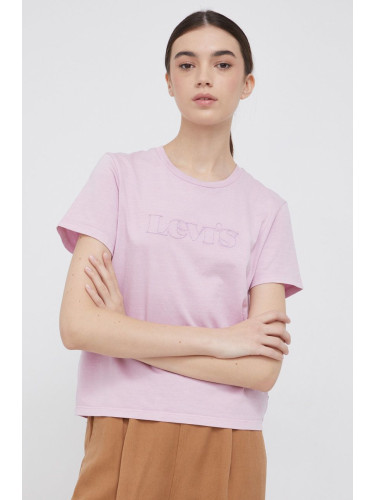 Памучна тениска Levi's в лилаво