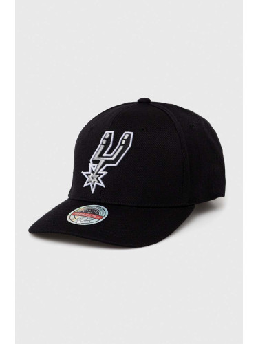 Шапка с козирка с вълна Mitchell&Ness San Antonio Spurs в черно с апликация