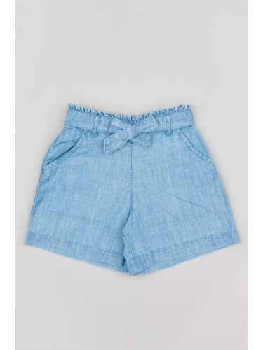 Детски памучен къс панталон zippy в синьо с изчистен дизайн