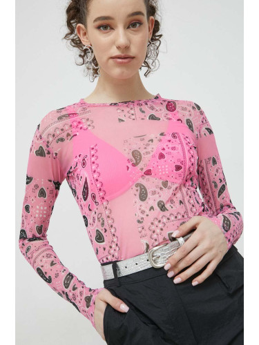 Блуза с дълги ръкави HUGO в розово