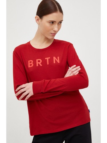 Памучна блуза с дълги ръкави Burton в червено