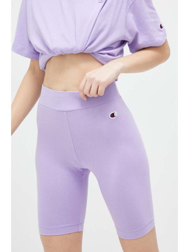 Къс панталон Champion в лилаво с изчистен дизайн със стандартна талия