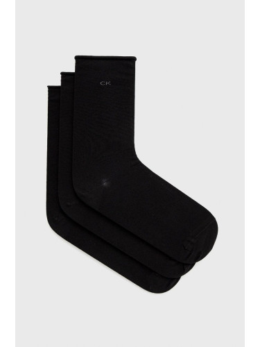 Чорапи Calvin Klein (3 чифта) дамски в черно 701218770