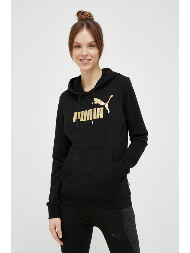 Спортен суичър Puma в черно с качулка принт 675978 849096