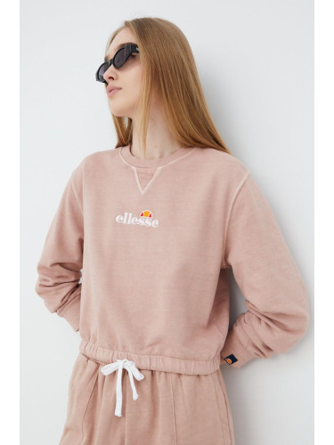 Памучен суичър Ellesse в розово с апликация