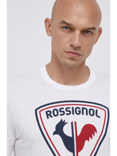 Памучна тениска Rossignol в бяло с принт RLKMY04