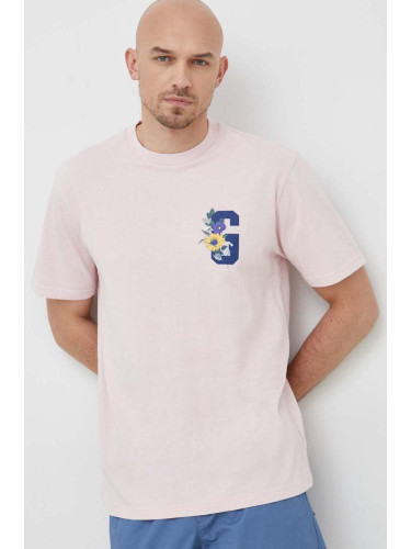 Памучна тениска GAP в розово с принт