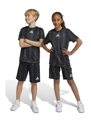 Детски къси панталони adidas U BLUV SH в черно с регулируема талия