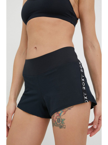 Къс панталон за бягане Roxy Bold Moves в черно с апликация със стандартна талия