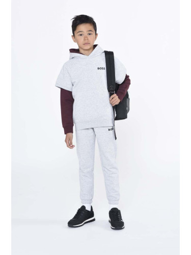 Детски спортен панталон BOSS в сиво с изчистен дизайн
