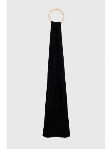 Вълнен шал Armani Exchange в черно с изчистен дизайн