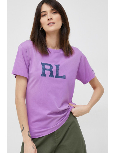 Памучна тениска Polo Ralph Lauren в лилаво