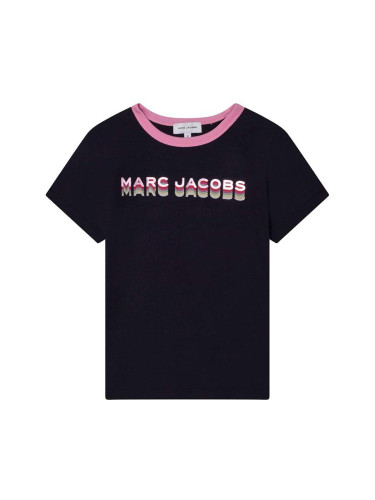 Детска памучна тениска Marc Jacobs в тъмносиньо