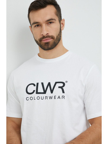 Памучна тениска Colourwear в бяло с принт