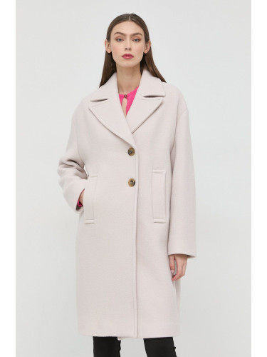 Вълнено палто Pinko в сиво с преходна изолация с двуредно закопчаване