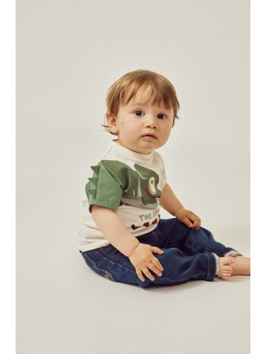 Детска памучна тениска zippy в бежово с принт