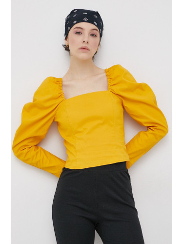 Блуза Levi's дамска в жълто с изчистен дизайн