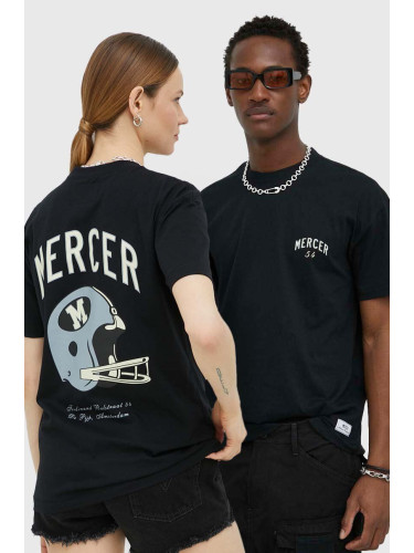 Памучна тениска The Mercer Brand в черно с принт