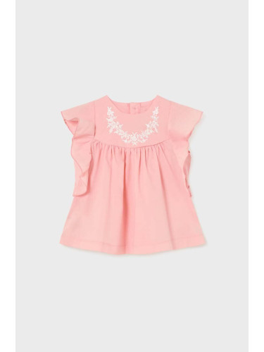 Бебешка памучна блуза Mayoral в розово с изчистен дизайн