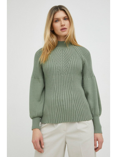 Пуловер Bruuns Bazaar дамски в зелено с ниско поло