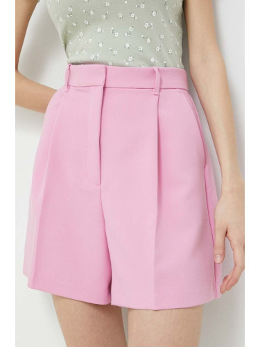 Къс панталон Abercrombie & Fitch в розово с изчистен дизайн с висока талия
