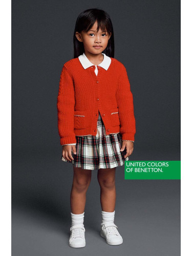 Детска пола United Colors of Benetton в бежово къс модел разкроен модел