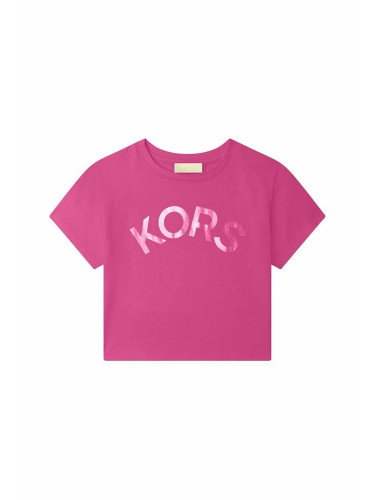 Детска памучна тениска Michael Kors в лилаво