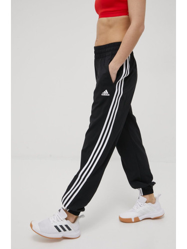 Панталони adidas Performance H59081 дамско в черно с кройка тип jogger, с висока талия