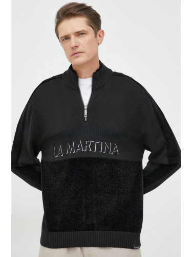Пуловер с вълна La Martina мъжки в черно