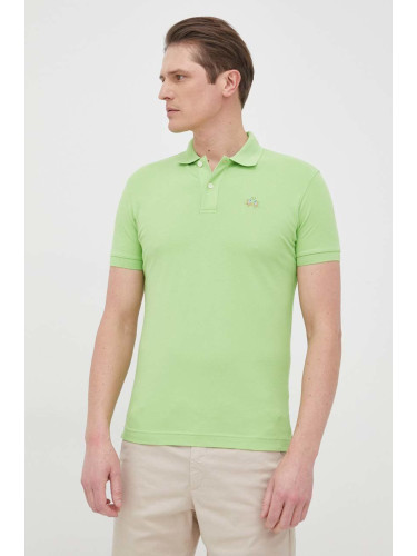 Тениска с яка La Martina мъжки в зелено с изчистен дизайн