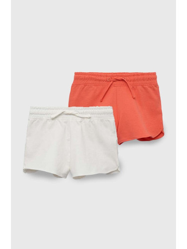 Детски памучен къс панталон zippy (2 броя) в оранжево с изчистен дизайн с регулируема талия