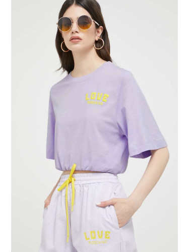 Памучна тениска Love Moschino в лилаво