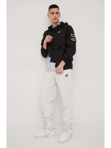 Памучен спортен панталон New Balance UP21500SAH мъжко в сиво с изчистен дизайн