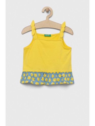 Детска памучна блуза United Colors of Benetton в жълто с десен