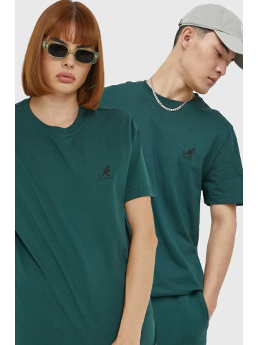 Памучна тениска Kangol в зелено с принт