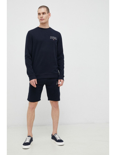 Домашен суичър Tommy Hilfiger в тъмносиньо с десен UM0UM02878