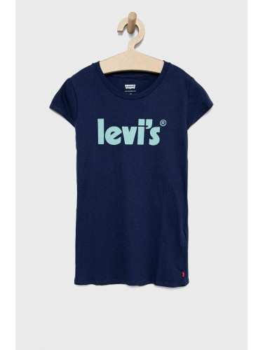 Детска памучна тениска Levi's в тъмносиньо