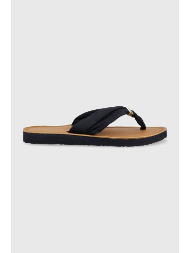 Джапанки Tommy Hilfiger TH ELEVATED BEACH SANDAL в тъмносиньо с равна подметка FW0FW06985