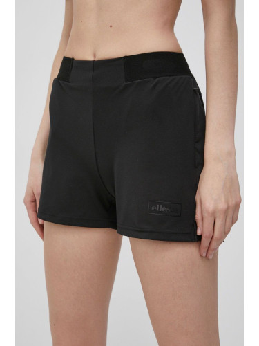 Къси панталони Ellesse дамски в черно с изчистен дизайн със стандартна талия
