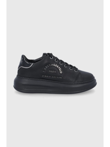 Кожени обувки Karl Lagerfeld KAPRI в черно с платформа KL62539