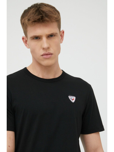 Памучна тениска Rossignol в черно с апликация RLKMY02