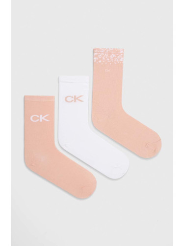 Чорапи Calvin Klein (3 броя) в розово