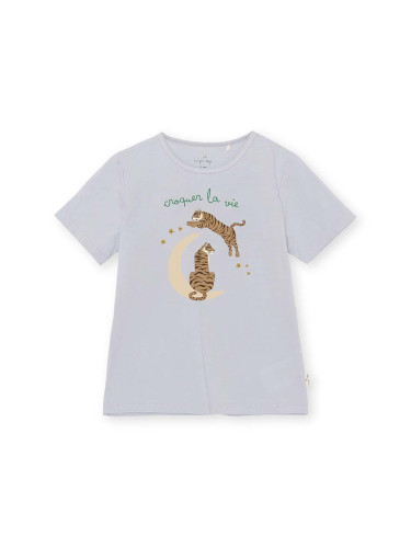 Детска памучна тениска Konges Sløjd в сиво с принт